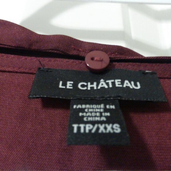 LE CHATEAU maroon v-neck top with ties - Picture 3 of 11